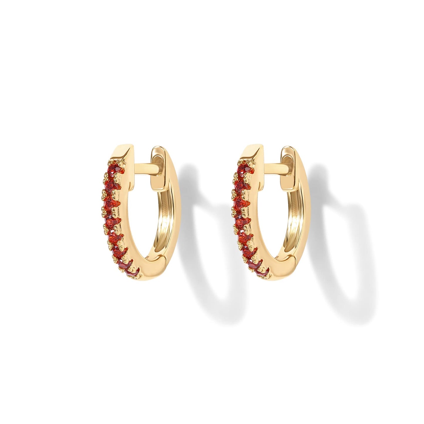 PAVOI 14K Gold Plated Sterling Silver Post Huggies | Cubic Zirconia Huggie Earrings for Women | Green, Garnet, Spinel Blue, Black, Multicolored Stones
