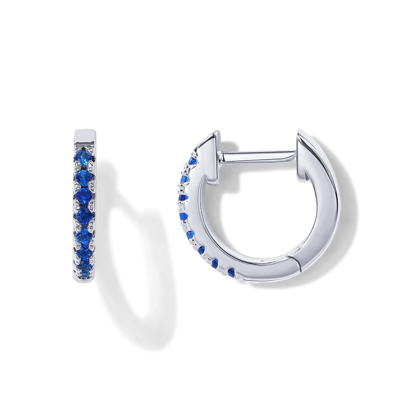 PAVOI 14K Gold Plated Sterling Silver Post Huggies | Cubic Zirconia Huggie Earrings for Women | Green, Garnet, Spinel Blue, Black, Multicolored Stones