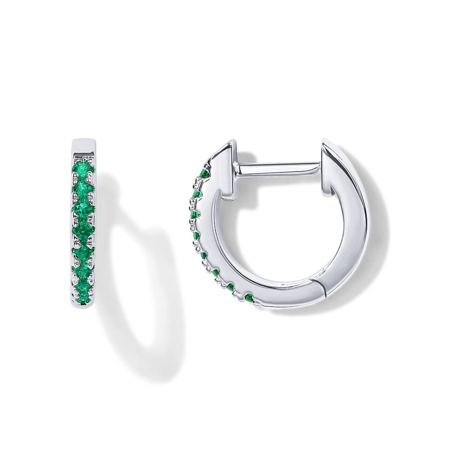 PAVOI 14K Gold Plated Sterling Silver Post Huggies | Cubic Zirconia Huggie Earrings for Women | Green, Garnet, Spinel Blue, Black, Multicolored Stones
