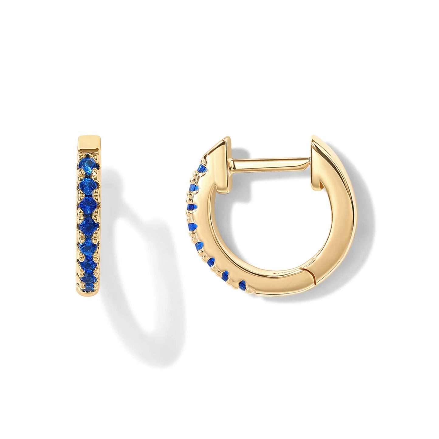 PAVOI 14K Gold Plated Sterling Silver Post Huggies | Cubic Zirconia Huggie Earrings for Women | Green, Garnet, Spinel Blue, Black, Multicolored Stones