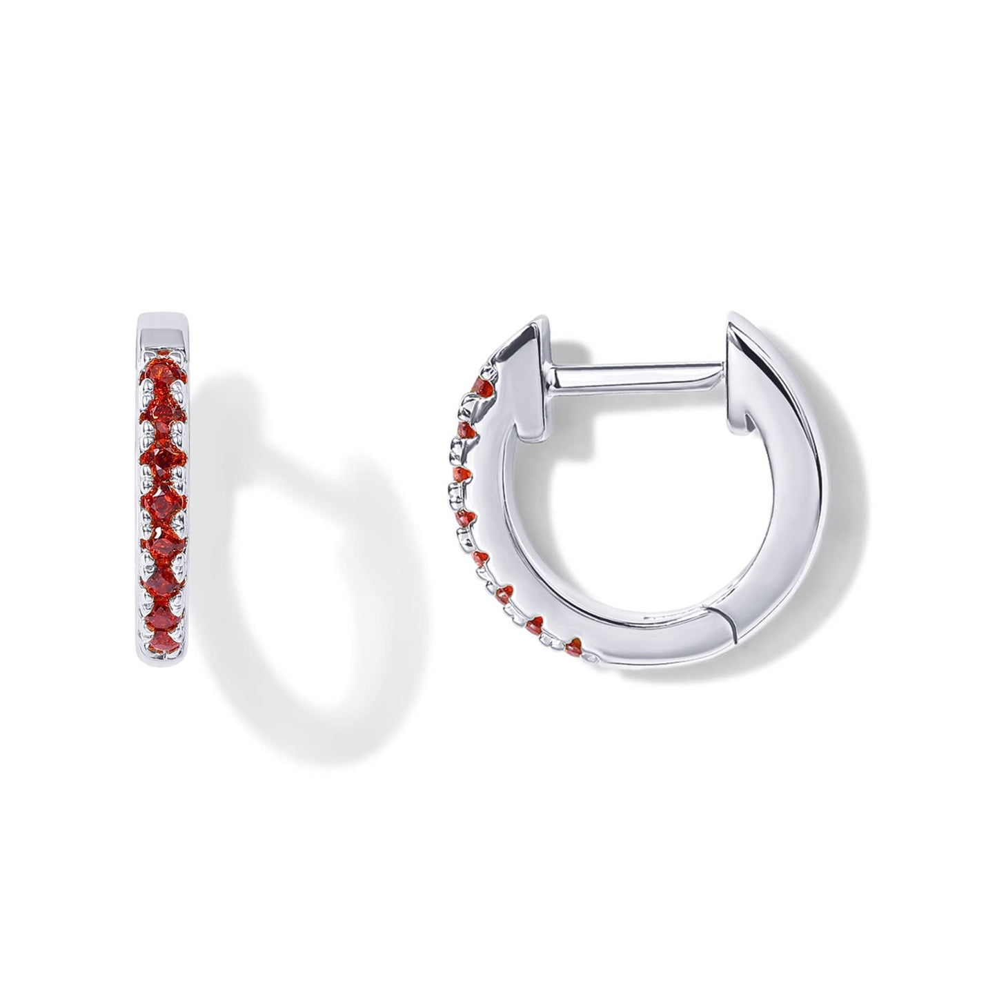 PAVOI 14K Gold Plated Sterling Silver Post Huggies | Cubic Zirconia Huggie Earrings for Women | Green, Garnet, Spinel Blue, Black, Multicolored Stones