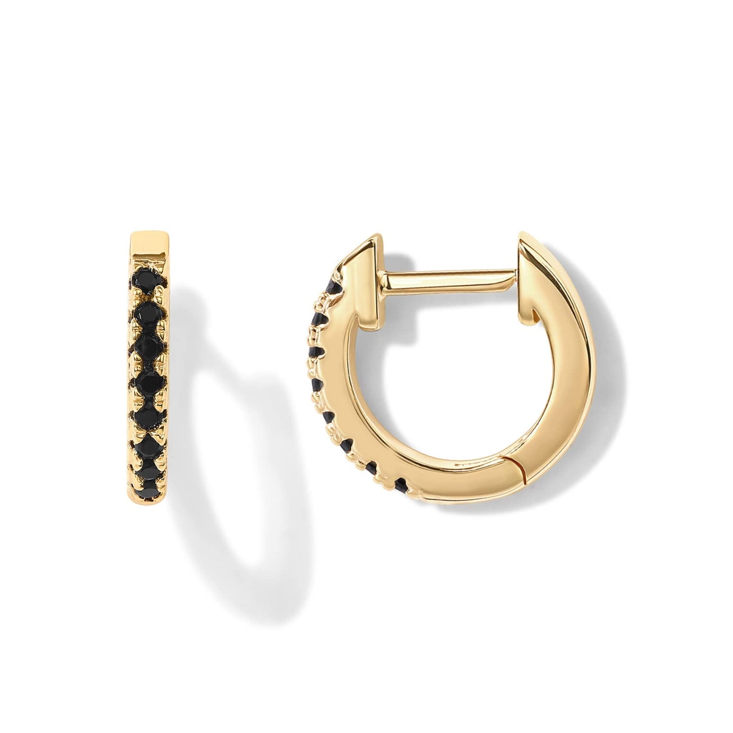 PAVOI 14K Gold Plated Sterling Silver Post Huggies | Cubic Zirconia Huggie Earrings for Women | Green, Garnet, Spinel Blue, Black, Multicolored Stones