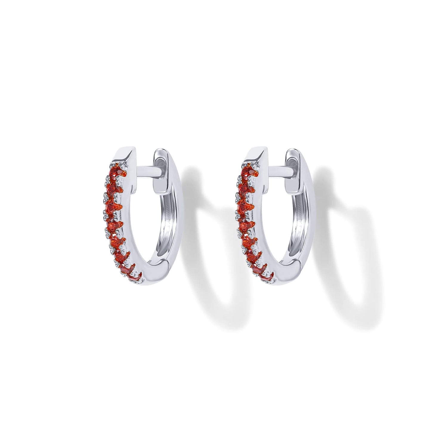 PAVOI 14K Gold Plated Sterling Silver Post Huggies | Cubic Zirconia Huggie Earrings for Women | Green, Garnet, Spinel Blue, Black, Multicolored Stones