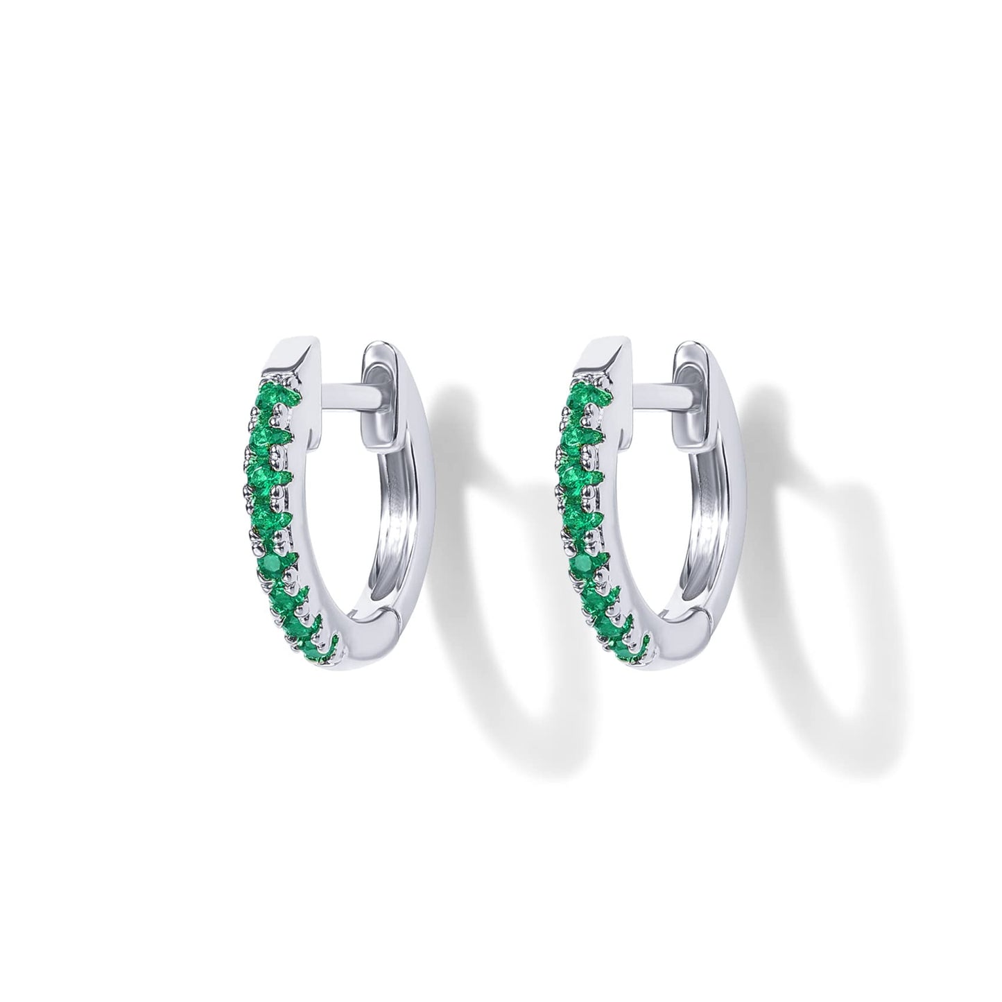 PAVOI 14K Gold Plated Sterling Silver Post Huggies | Cubic Zirconia Huggie Earrings for Women | Green, Garnet, Spinel Blue, Black, Multicolored Stones