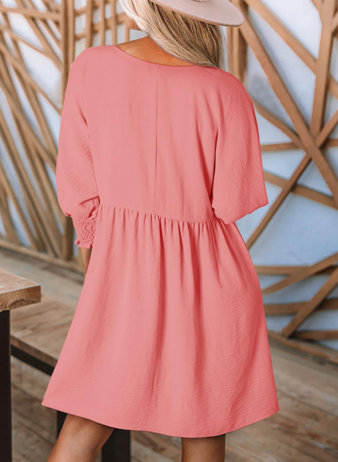 Dokotoo Womens Summer Dresses Casual Tunic Dress Short Sleeve Crew Neck Flowy Babydoll Dress
