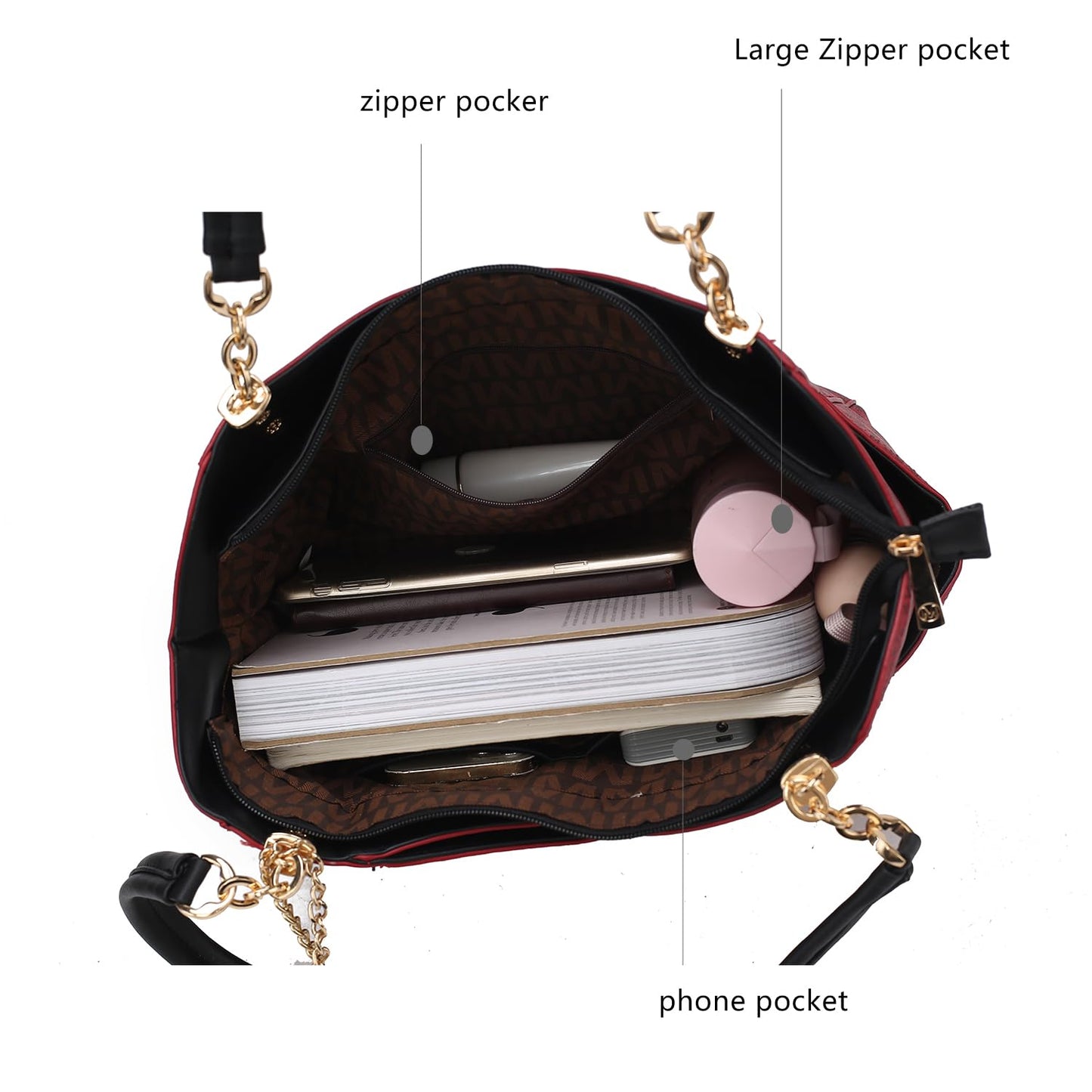 MKF Collection Signature Tote Bag for Women, Shoulder bag Vegan Leather Top-Handle Handbag Purse