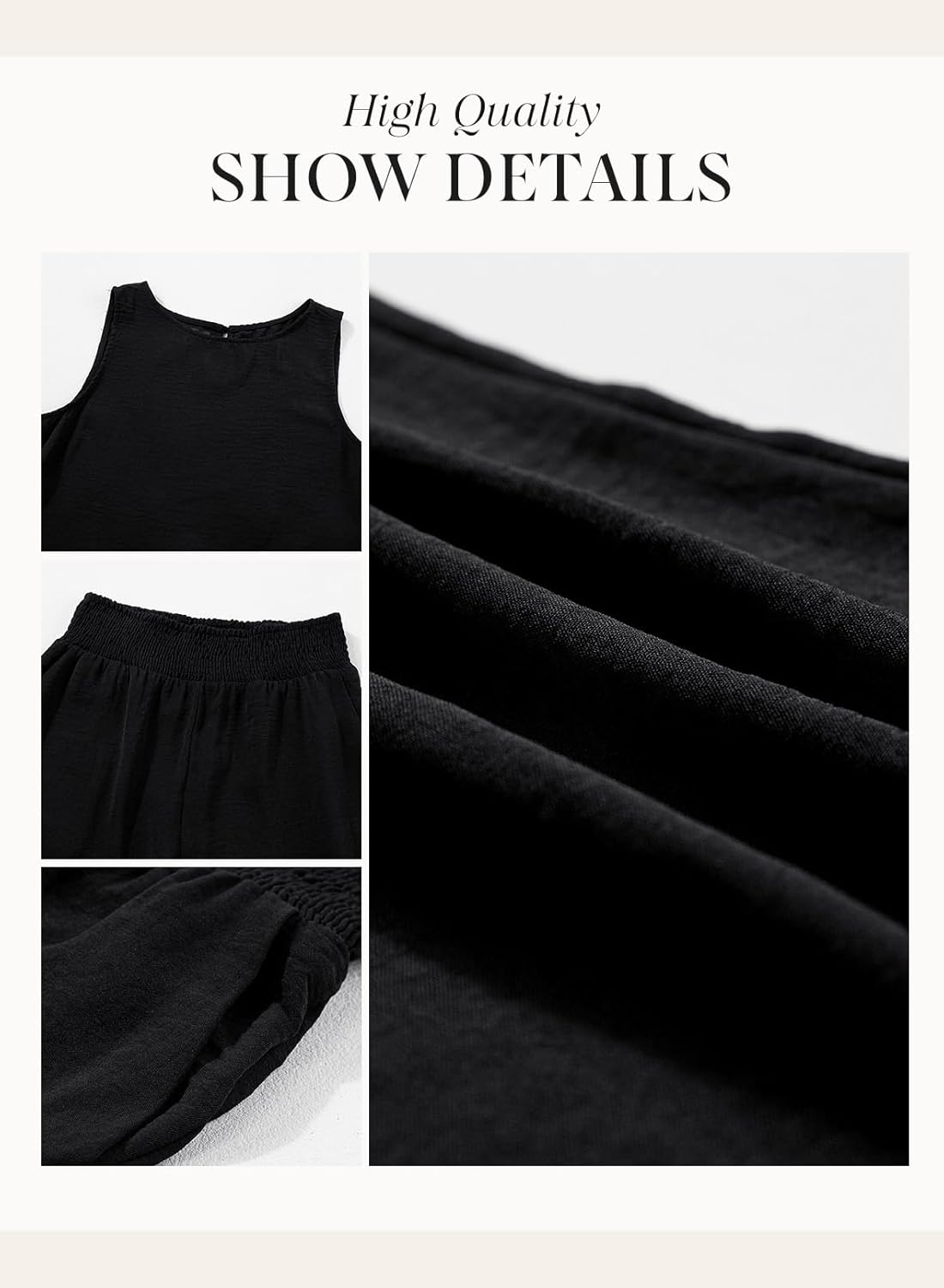 Dokotoo Pants Sets Women 2 Piece Outfits Sleeveless Round Neck Tank Tops Matching Sets for Women Elastic Waist Wide Leg