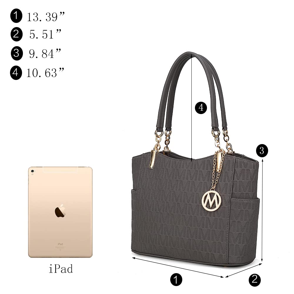 MKF Collection Signature Tote Bag for Women, Shoulder bag Vegan Leather Top-Handle Handbag Purse