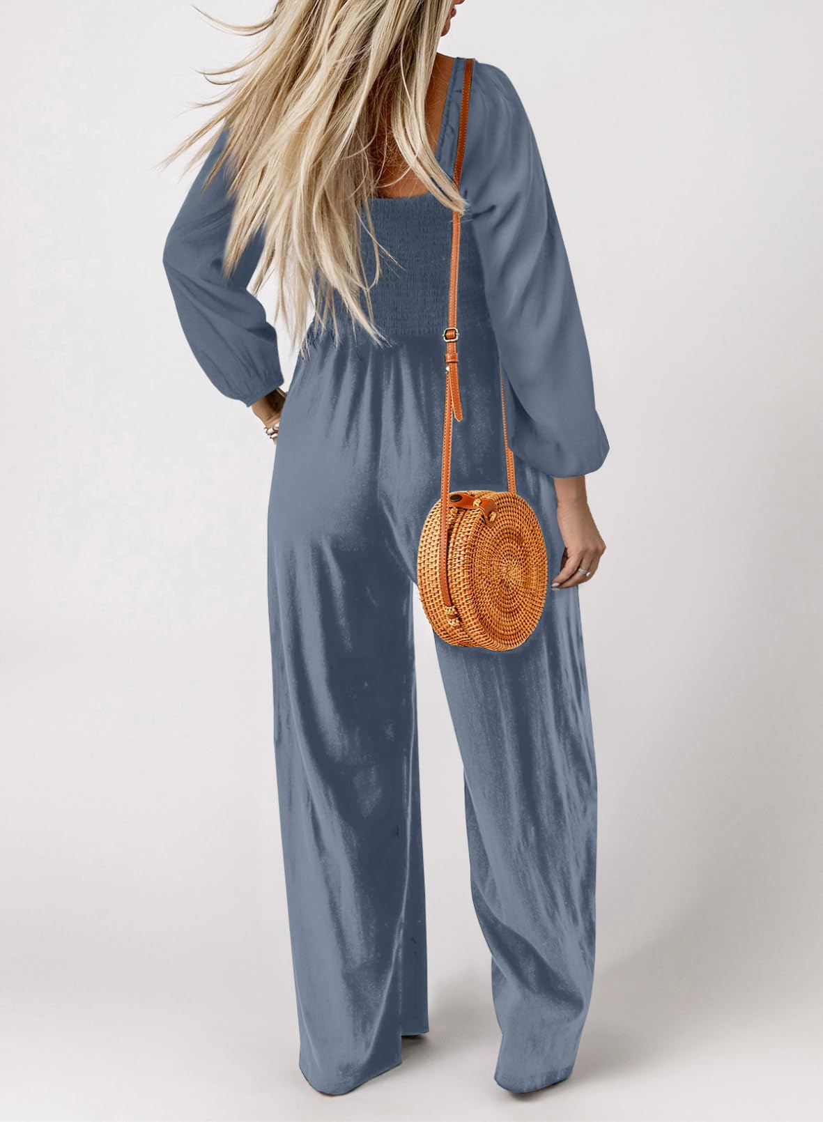 Dokotoo Women's Casual Loose Overalls Jumpsuits One Piece Long Sleeve Wide Leg Long Pant Rompers With Pockets