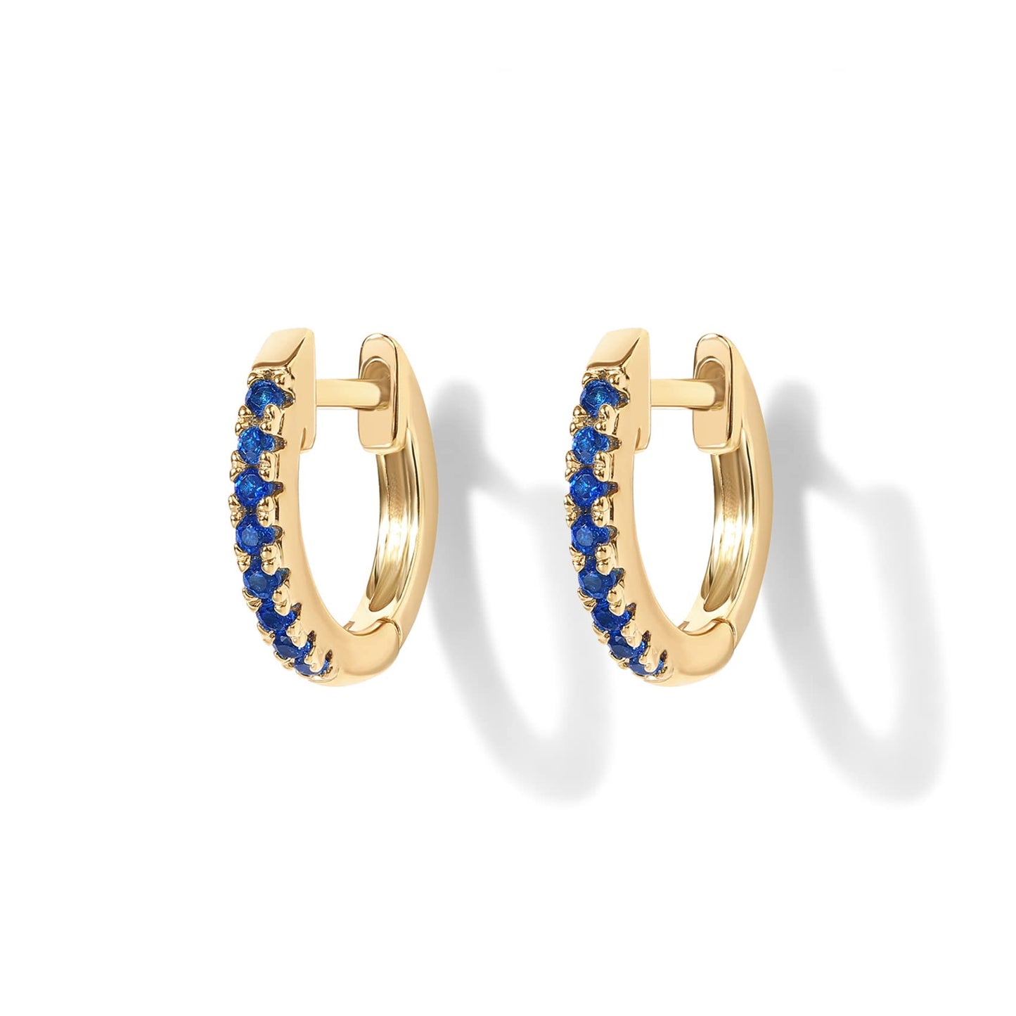 PAVOI 14K Gold Plated Sterling Silver Post Huggies | Cubic Zirconia Huggie Earrings for Women | Green, Garnet, Spinel Blue, Black, Multicolored Stones