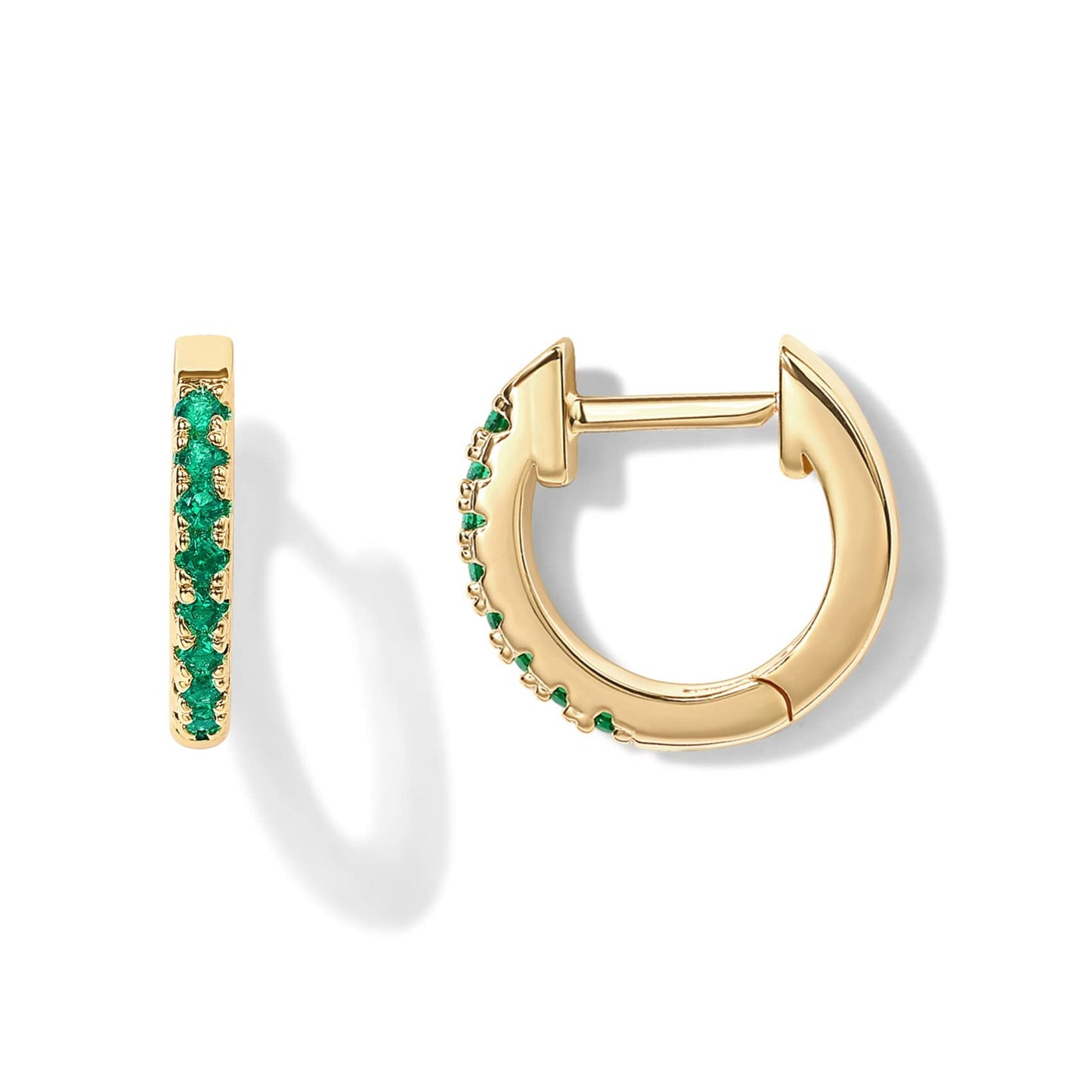 PAVOI 14K Gold Plated Sterling Silver Post Huggies | Cubic Zirconia Huggie Earrings for Women | Green, Garnet, Spinel Blue, Black, Multicolored Stones