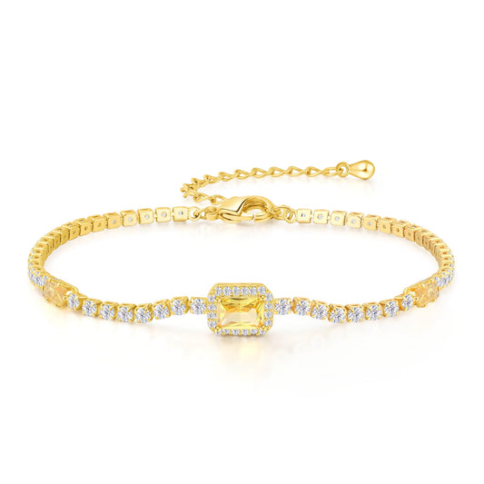 Pure Silver Women's Tennis Bracelets, Sterling Silver Birthstone Link Bracelets for Women, Perfect Gifts for Mom Girlfriend Wife Daughter