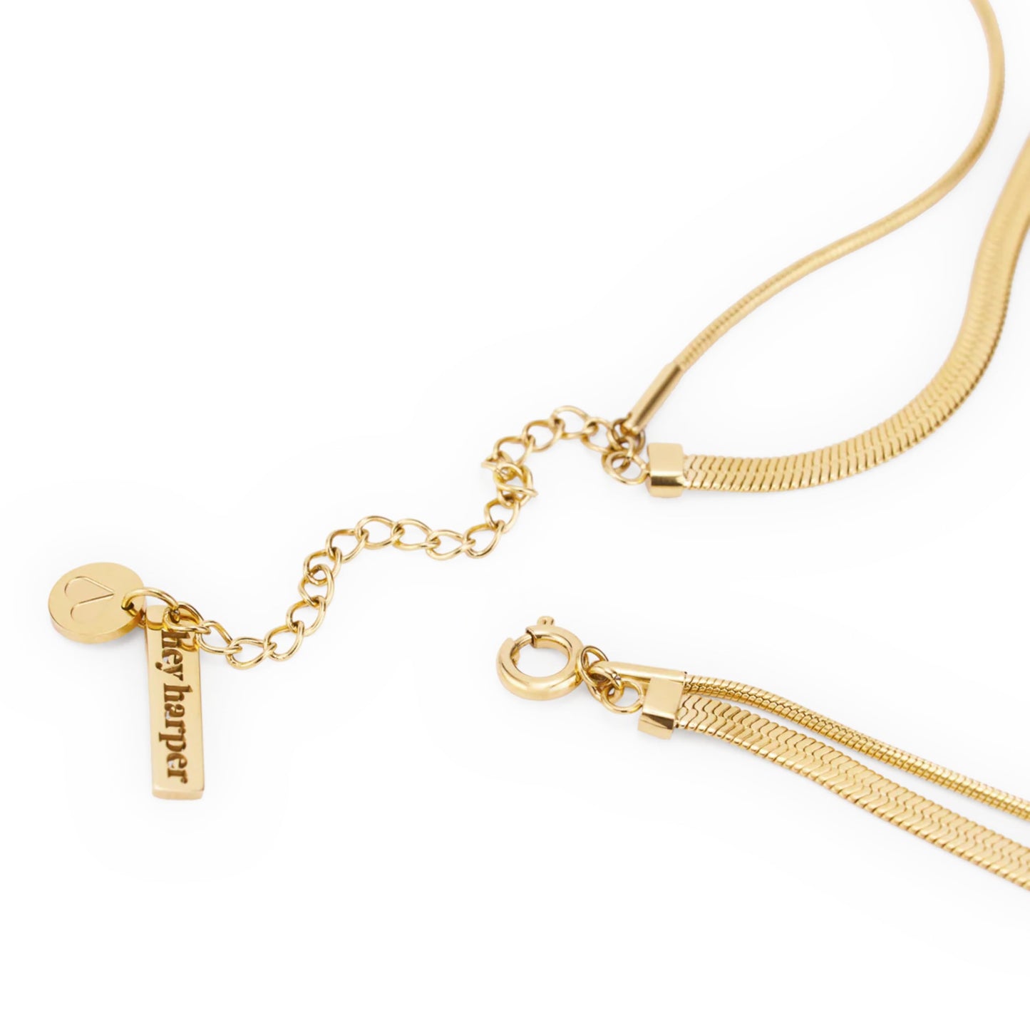 Hey Harper Nassau Necklace - Waterproof & Sweatproof Simple Womens Necklaces for Everyday Wear - Silver, Rose Gold, Gold Necklaces for Women - Stainless Steel Necklace - Herringbone Chain with 14k Golden Color PVD Coating - Necklaces for Women Trendy