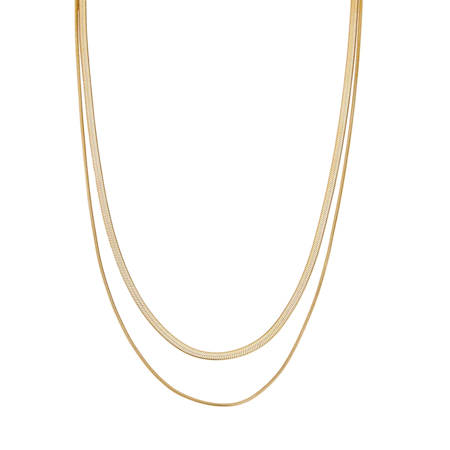 Hey Harper Nassau Necklace - Waterproof & Sweatproof Simple Womens Necklaces for Everyday Wear - Silver, Rose Gold, Gold Necklaces for Women - Stainless Steel Necklace - Herringbone Chain with 14k Golden Color PVD Coating - Necklaces for Women Trendy