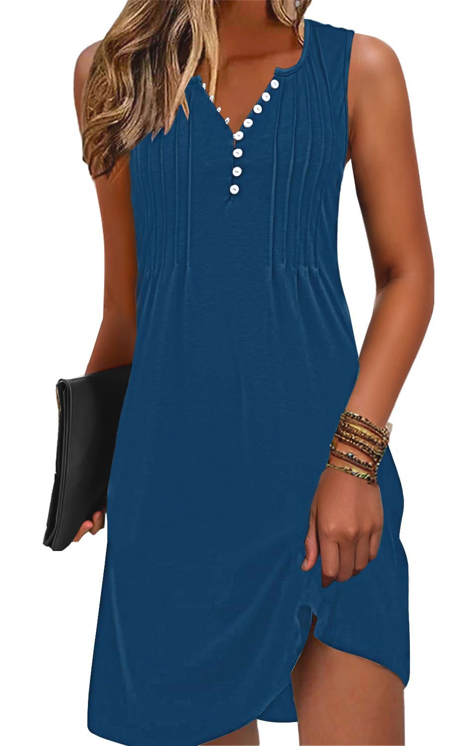 ETCYY Sundresses for Women 2025 Vacation Swim Cover up Beach Dresses Button Down Sleeveless Boho Floral V-Neck Summer Dress