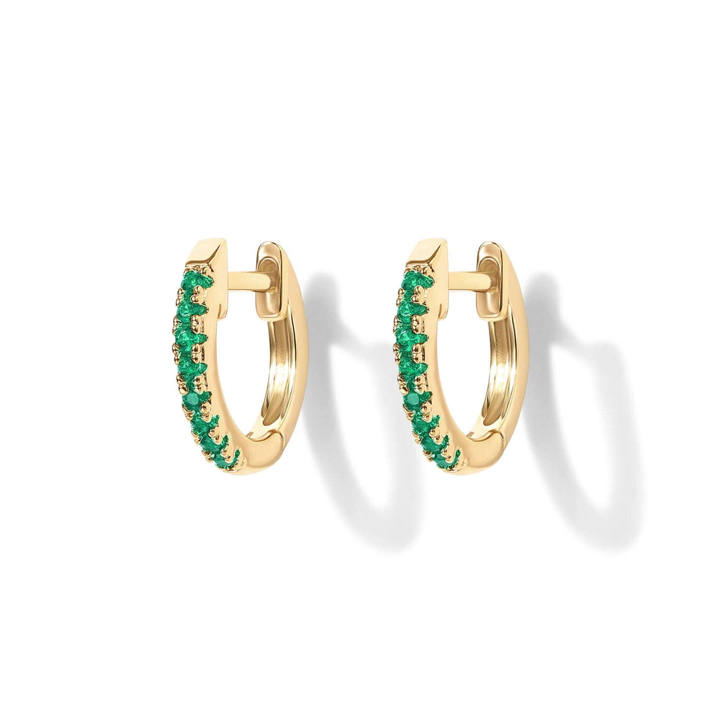 PAVOI 14K Gold Plated Sterling Silver Post Huggies | Cubic Zirconia Huggie Earrings for Women | Green, Garnet, Spinel Blue, Black, Multicolored Stones
