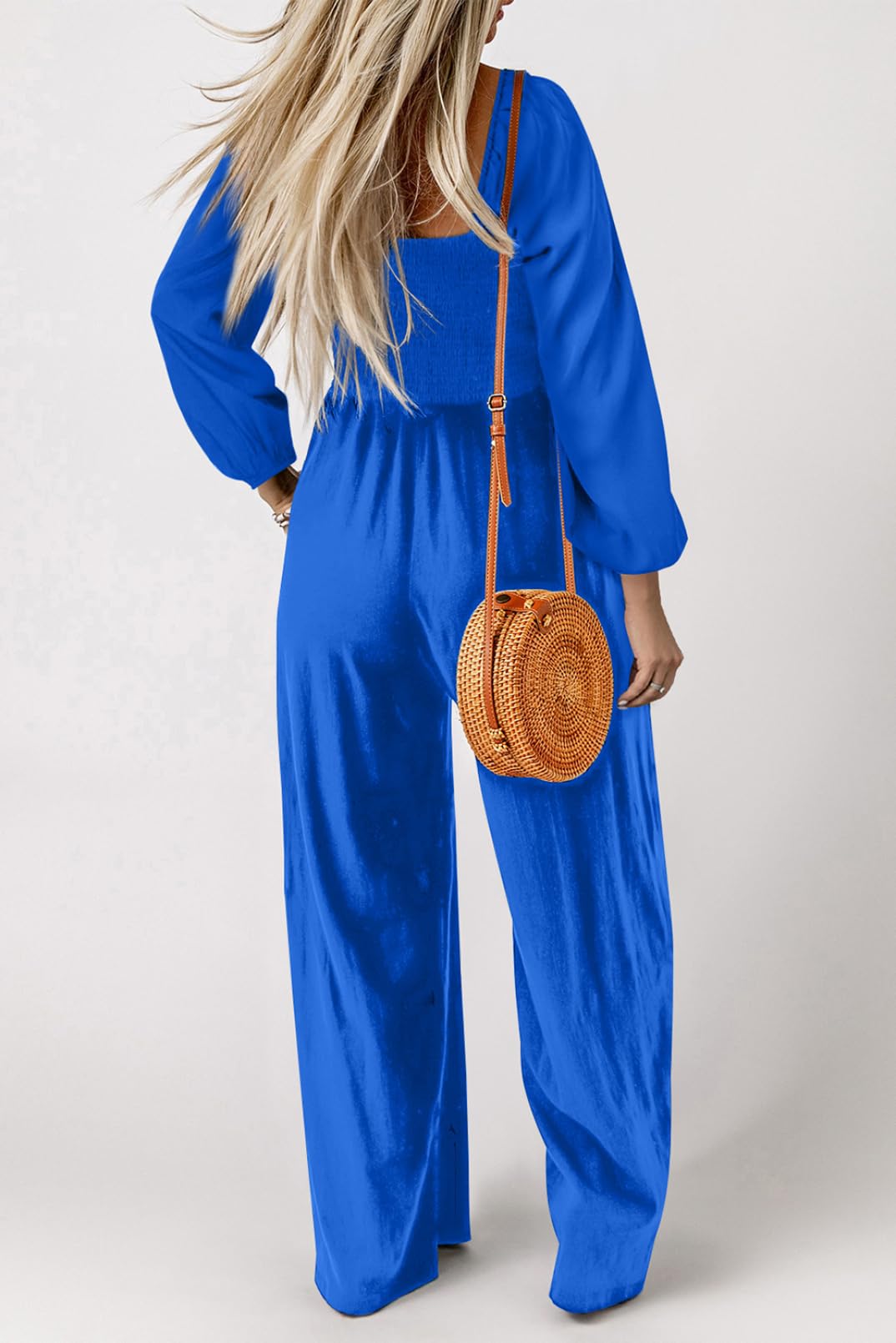 Dokotoo Women's Casual Loose Overalls Jumpsuits One Piece Long Sleeve Wide Leg Long Pant Rompers With Pockets