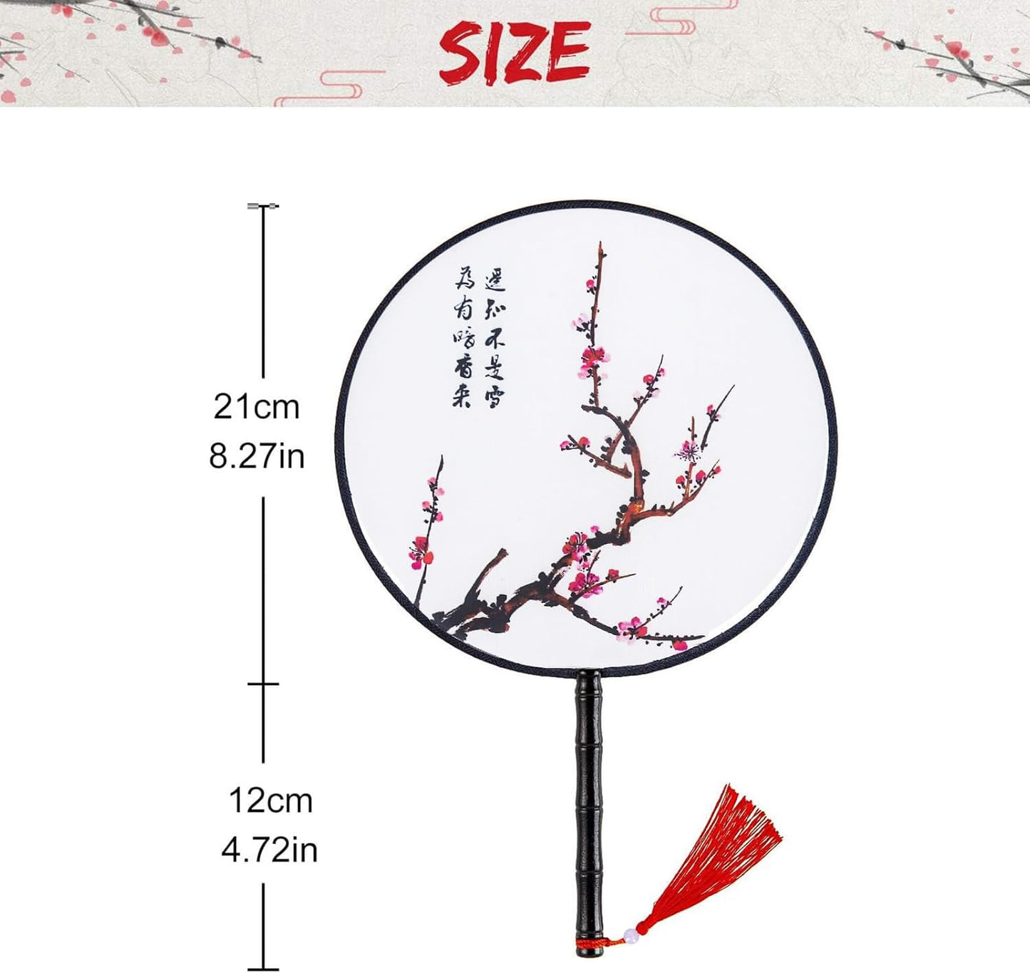 Waline 2 Pack Chinese Round Fan - Ancient Hand Fan With Translucent Silk, Pink Blue Traditional Palace Paddle Design, Vintage Double-Sided Pattern For Wedding Favor, Home Decor