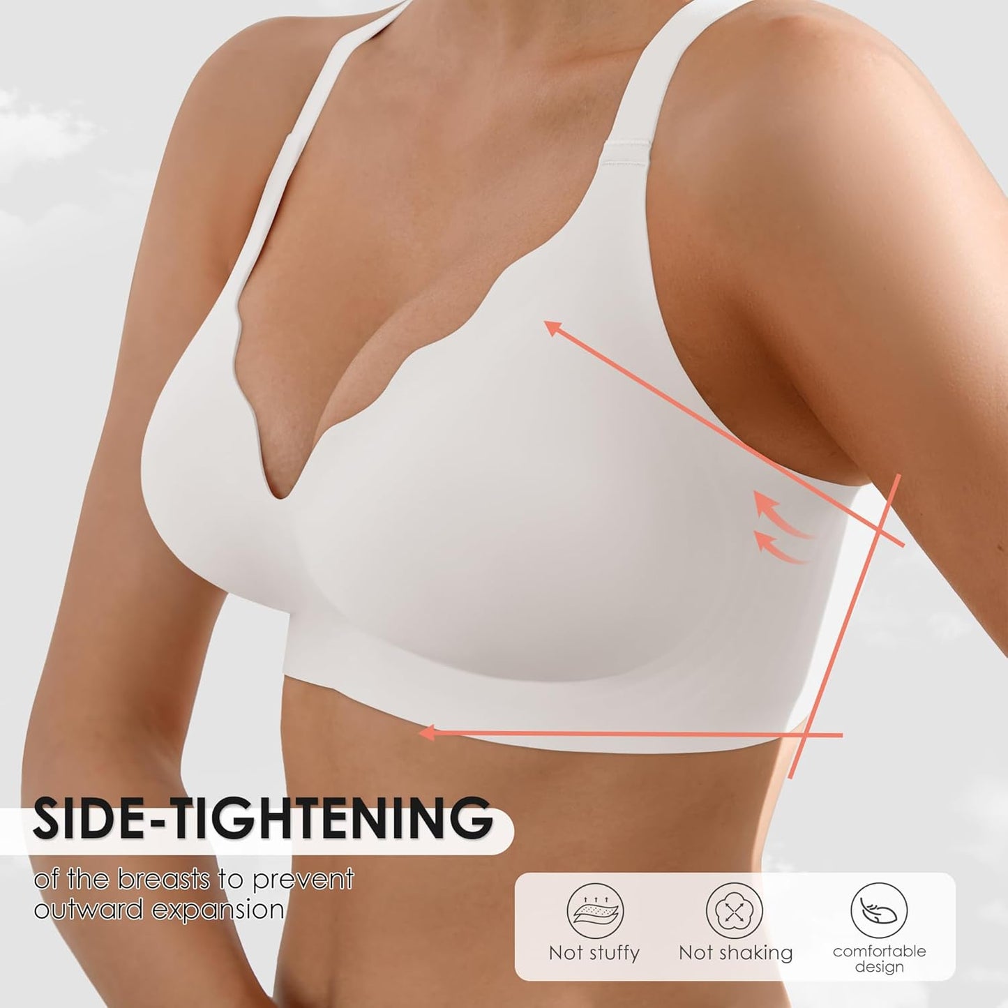 Wireless Seamless Jelly Bra for Women with Support - No Underwire Full Coverage Push Up Bras for Women