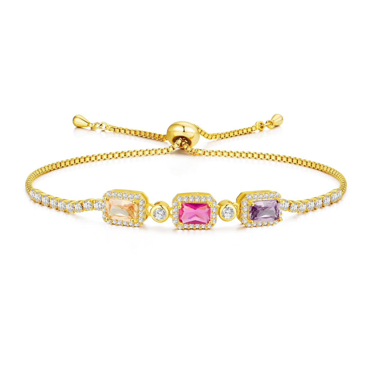 Pure Silver Women's Tennis Bracelets, Sterling Silver Birthstone Link Bracelets for Women, Perfect Gifts for Mom Girlfriend Wife Daughter
