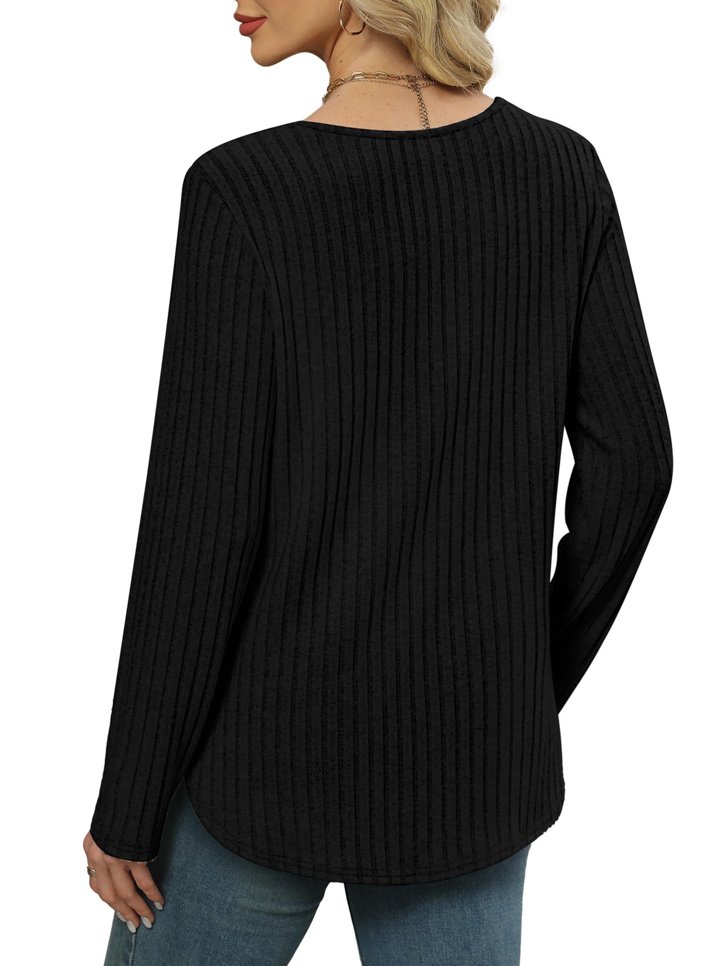 WIHOLL Long Sleeve Shirts for Women V Neck Tops Tunic Fall Winter Sweaters 2025 Clothes