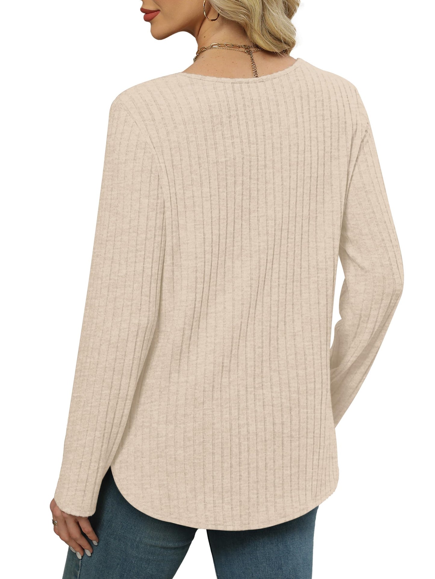 WIHOLL Long Sleeve Shirts for Women V Neck Tops Tunic Fall Winter Sweaters 2025 Clothes