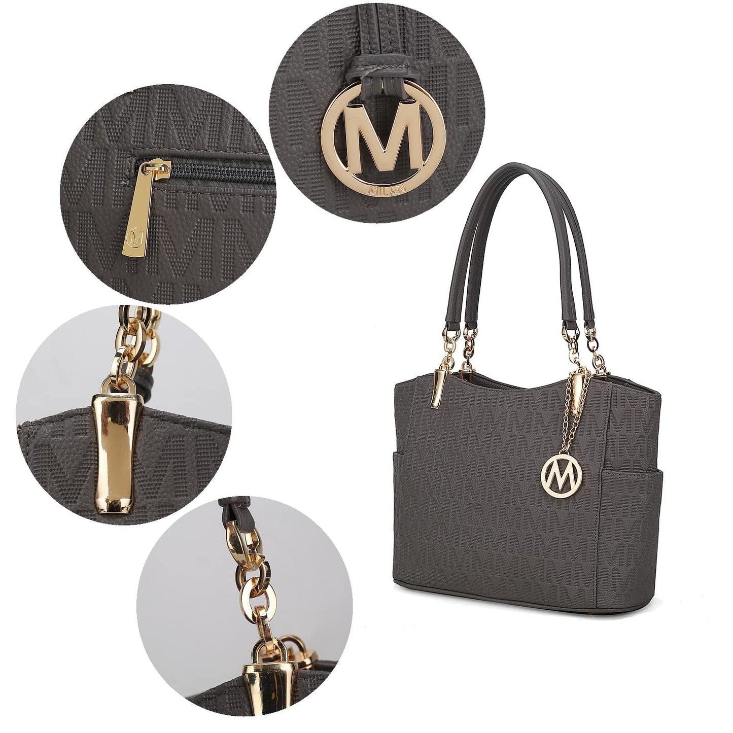 MKF Collection Signature Tote Bag for Women, Shoulder bag Vegan Leather Top-Handle Handbag Purse