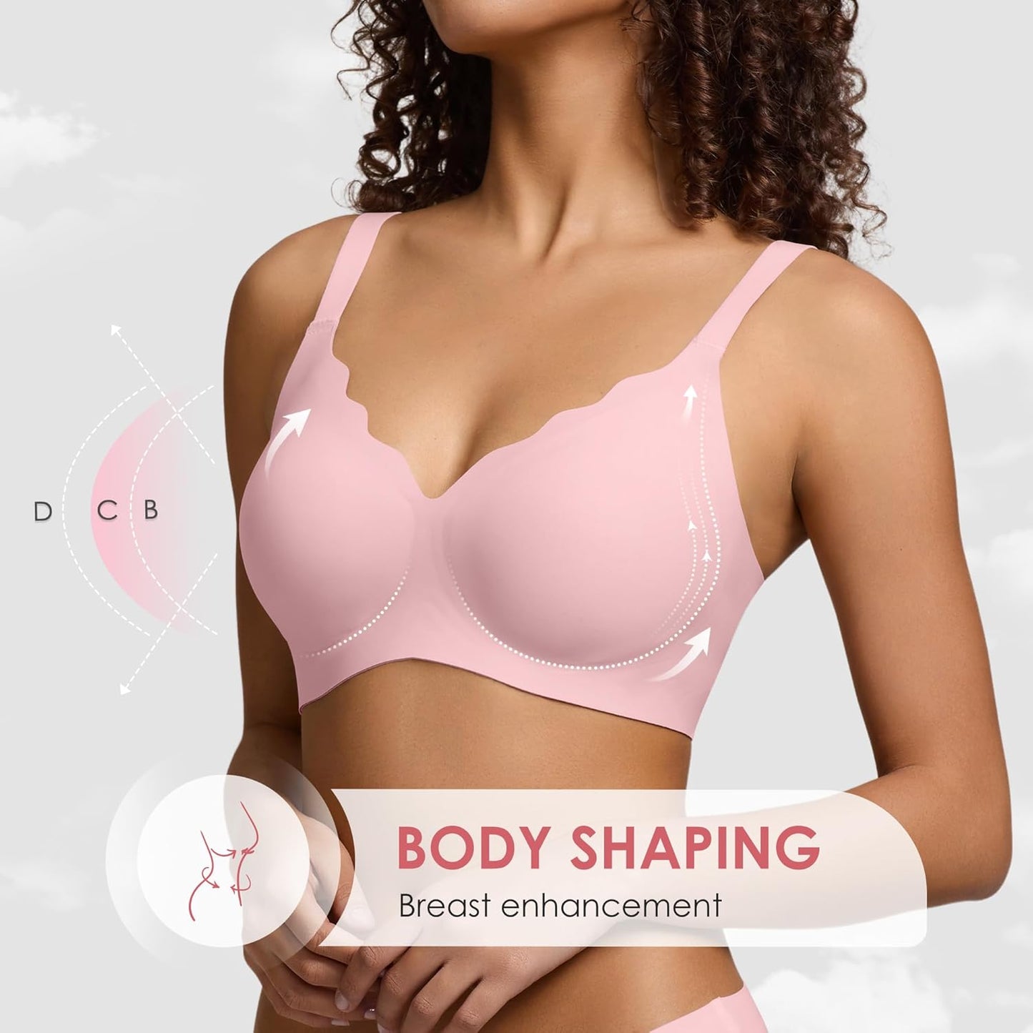 Wireless Seamless Jelly Bra for Women with Support - No Underwire Full Coverage Push Up Bras for Women