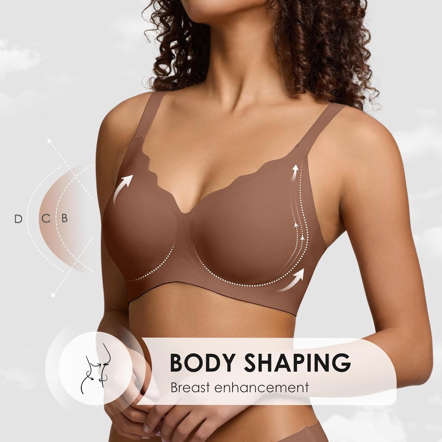 Wireless Seamless Jelly Bra for Women with Support - No Underwire Full Coverage Push Up Bras for Women