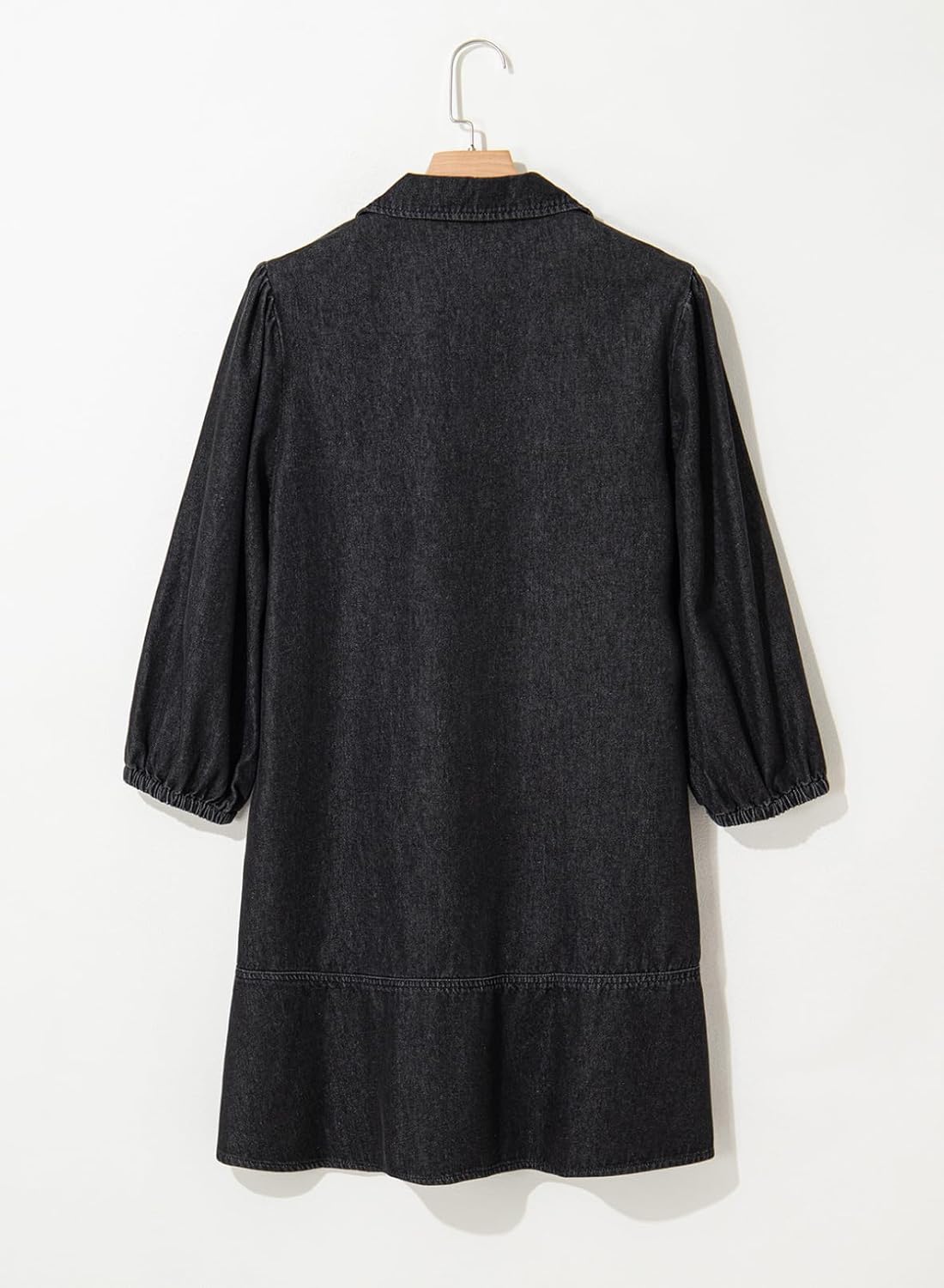 Dokotoo Denim Dress for Women Fashion Fall Casual Babydoll 2025 V Neck 3/4 Puff Sleeve Jean Dresses