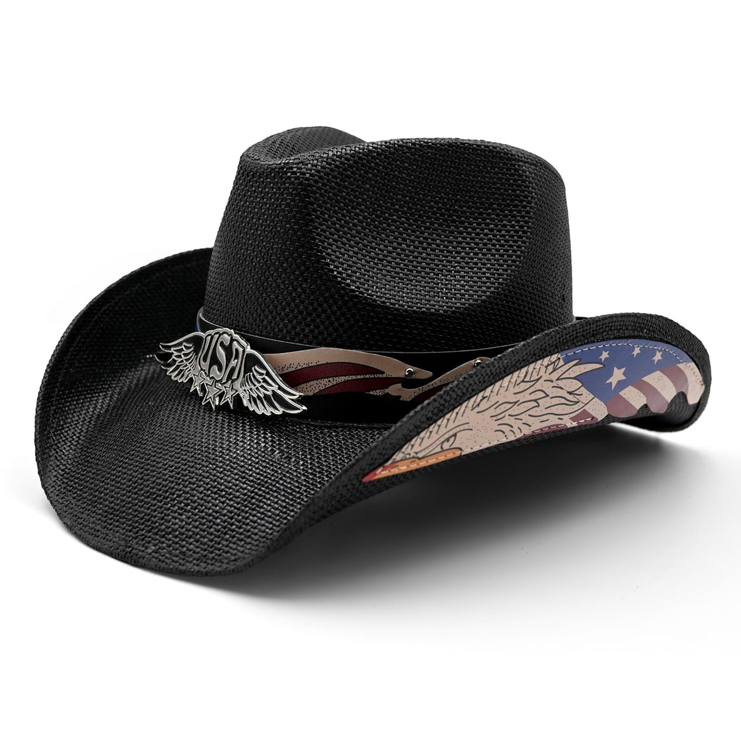 Men's Women's Straw Cowboy Hat Cowgirl Woven Sun Hat Western Cowboy Hat Two Decorative Bands