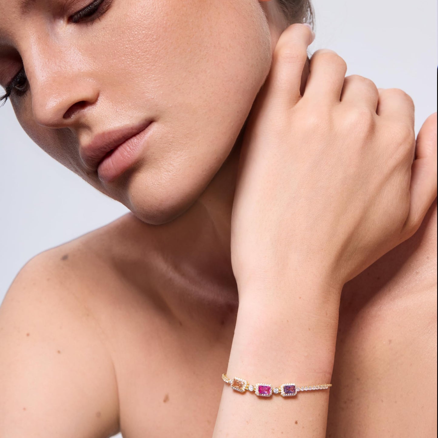 Pure Silver Women's Tennis Bracelets, Sterling Silver Birthstone Link Bracelets for Women, Perfect Gifts for Mom Girlfriend Wife Daughter