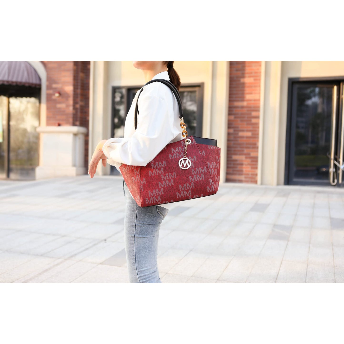 MKF Collection Signature Tote Bag for Women, Shoulder bag Vegan Leather Top-Handle Handbag Purse