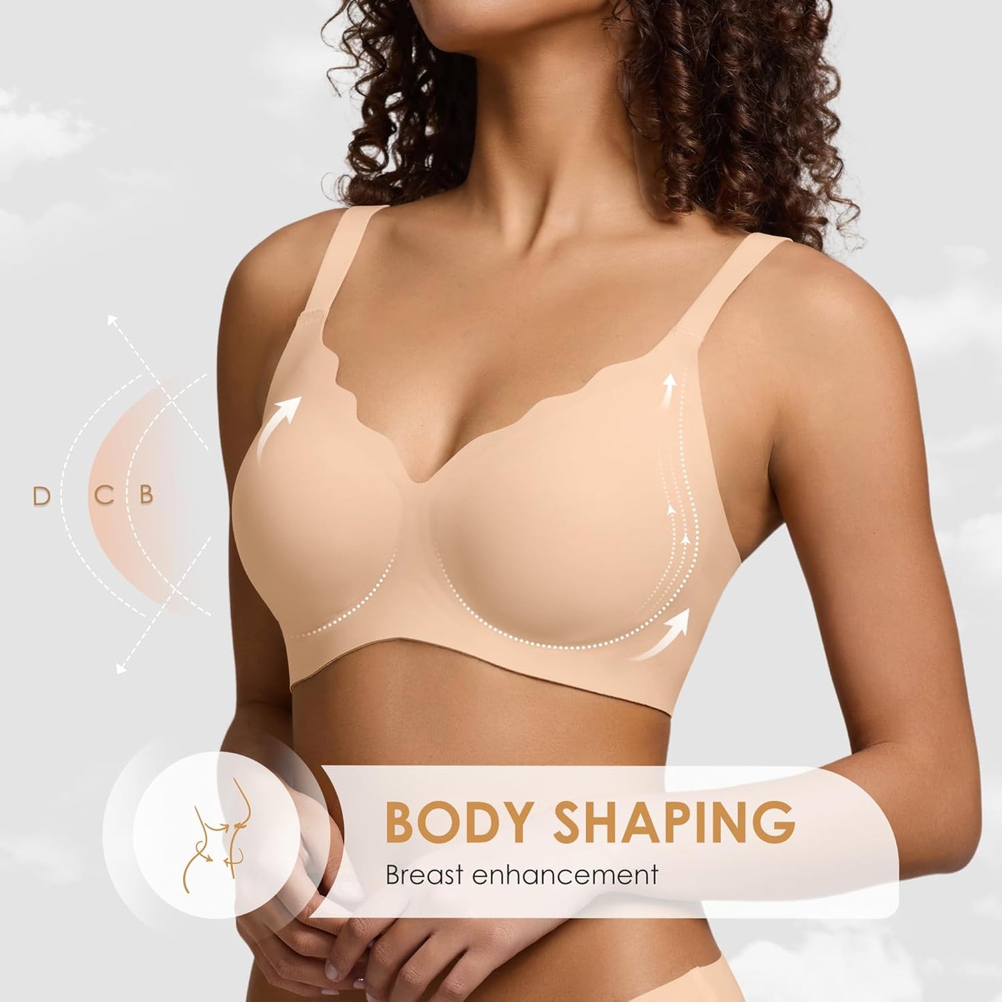 Wireless Seamless Jelly Bra for Women with Support - No Underwire Full Coverage Push Up Bras for Women
