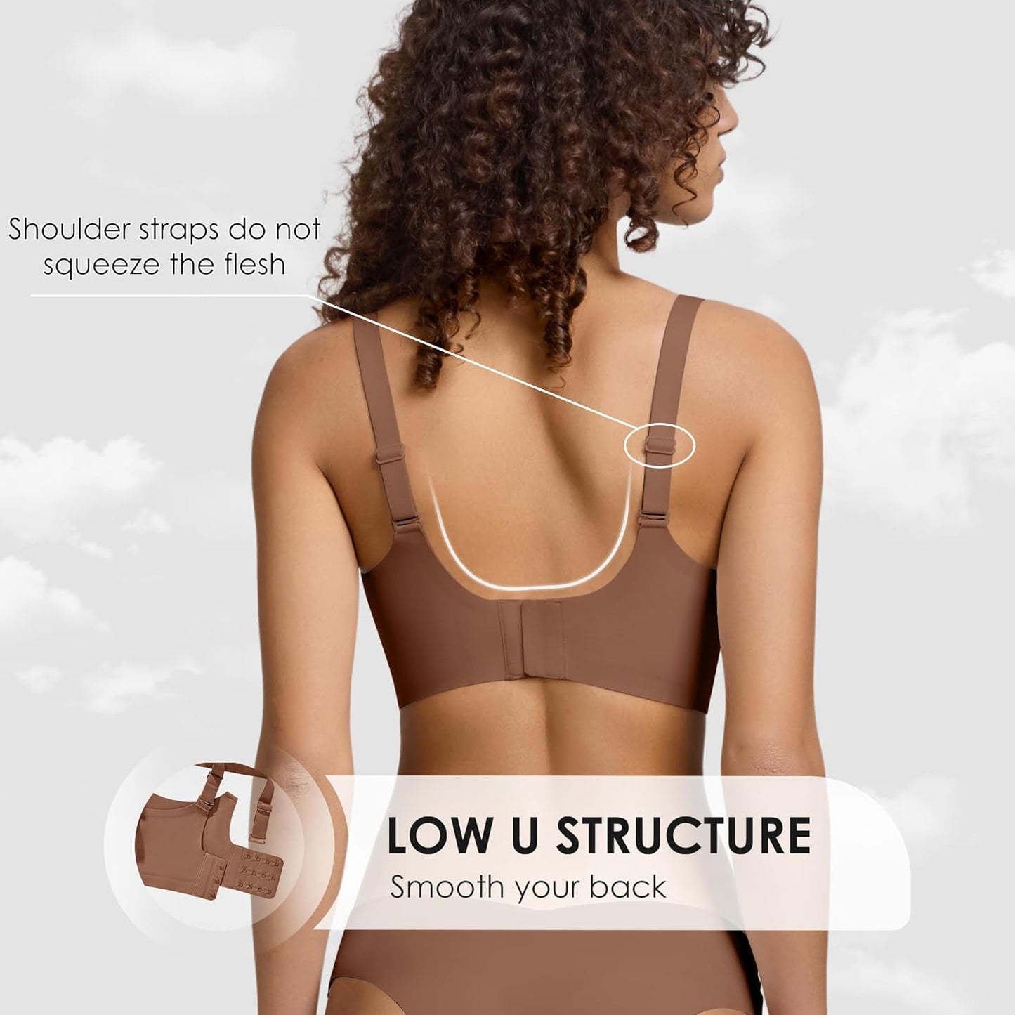 Wireless Seamless Jelly Bra for Women with Support - No Underwire Full Coverage Push Up Bras for Women