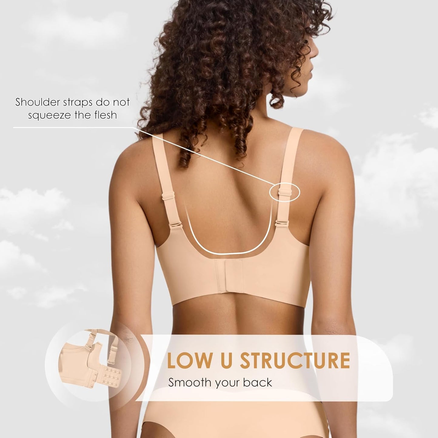 Wireless Seamless Jelly Bra for Women with Support - No Underwire Full Coverage Push Up Bras for Women