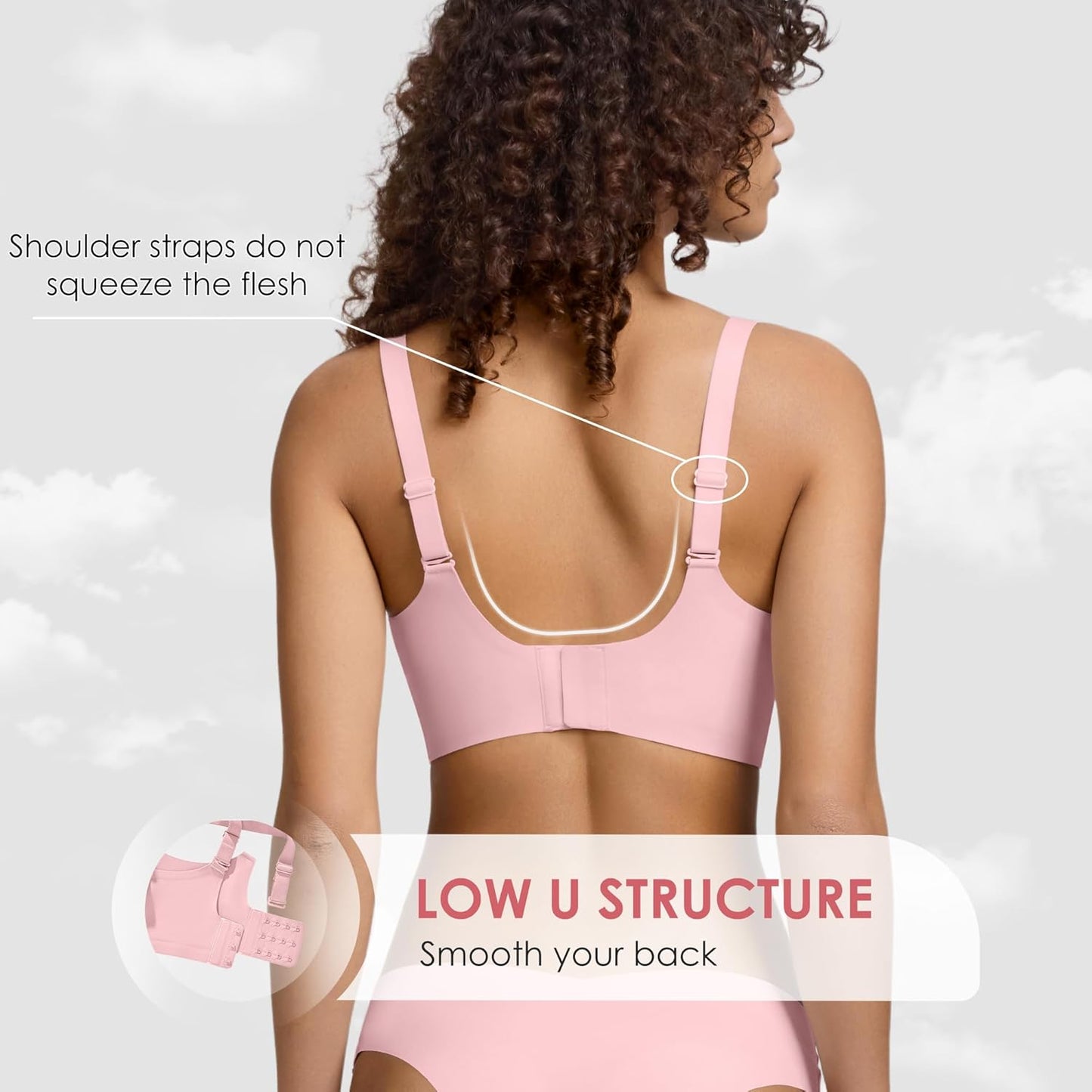 Wireless Seamless Jelly Bra for Women with Support - No Underwire Full Coverage Push Up Bras for Women