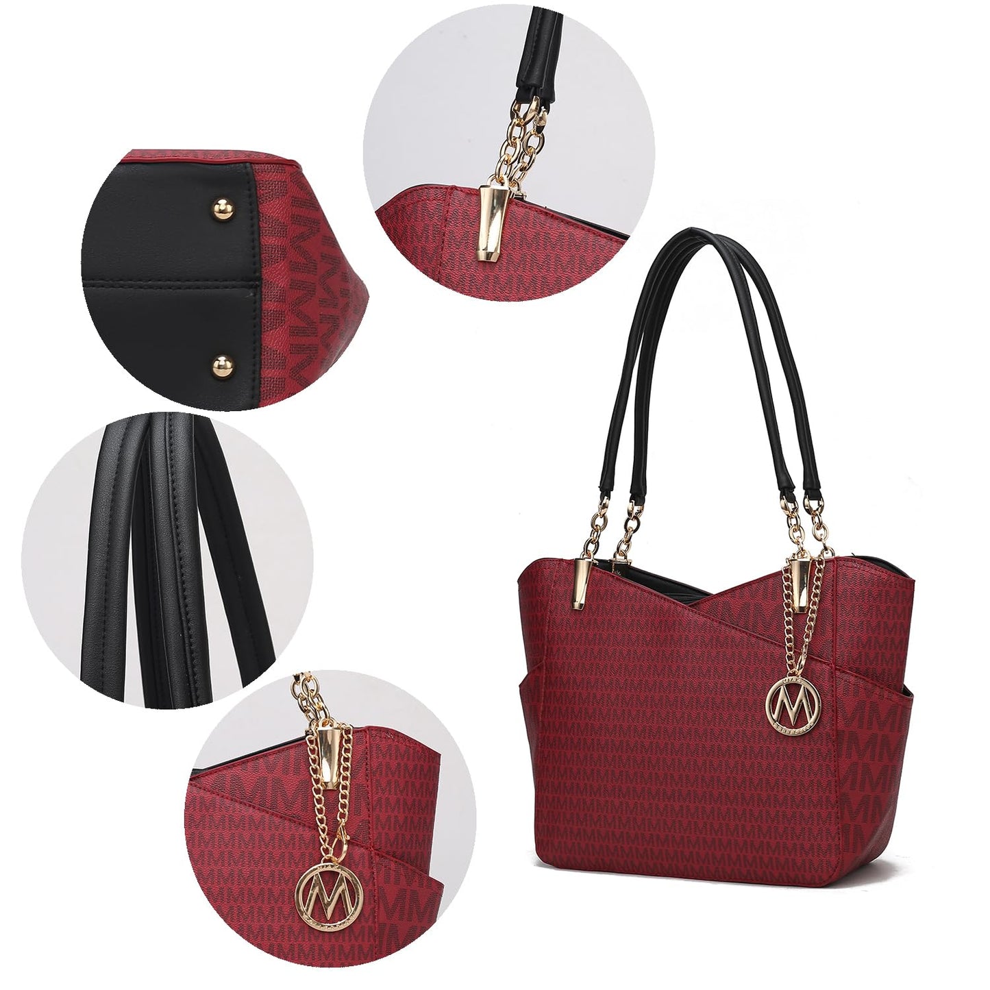 MKF Collection Signature Tote Bag for Women, Shoulder bag Vegan Leather Top-Handle Handbag Purse