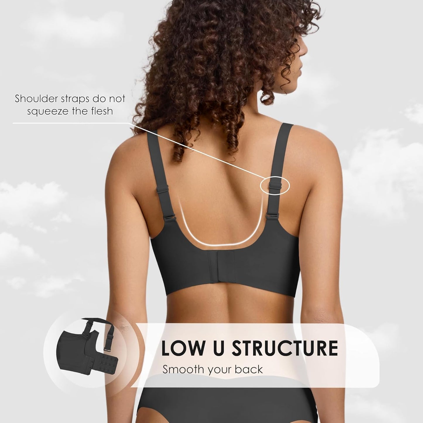 Wireless Seamless Jelly Bra for Women with Support - No Underwire Full Coverage Push Up Bras for Women