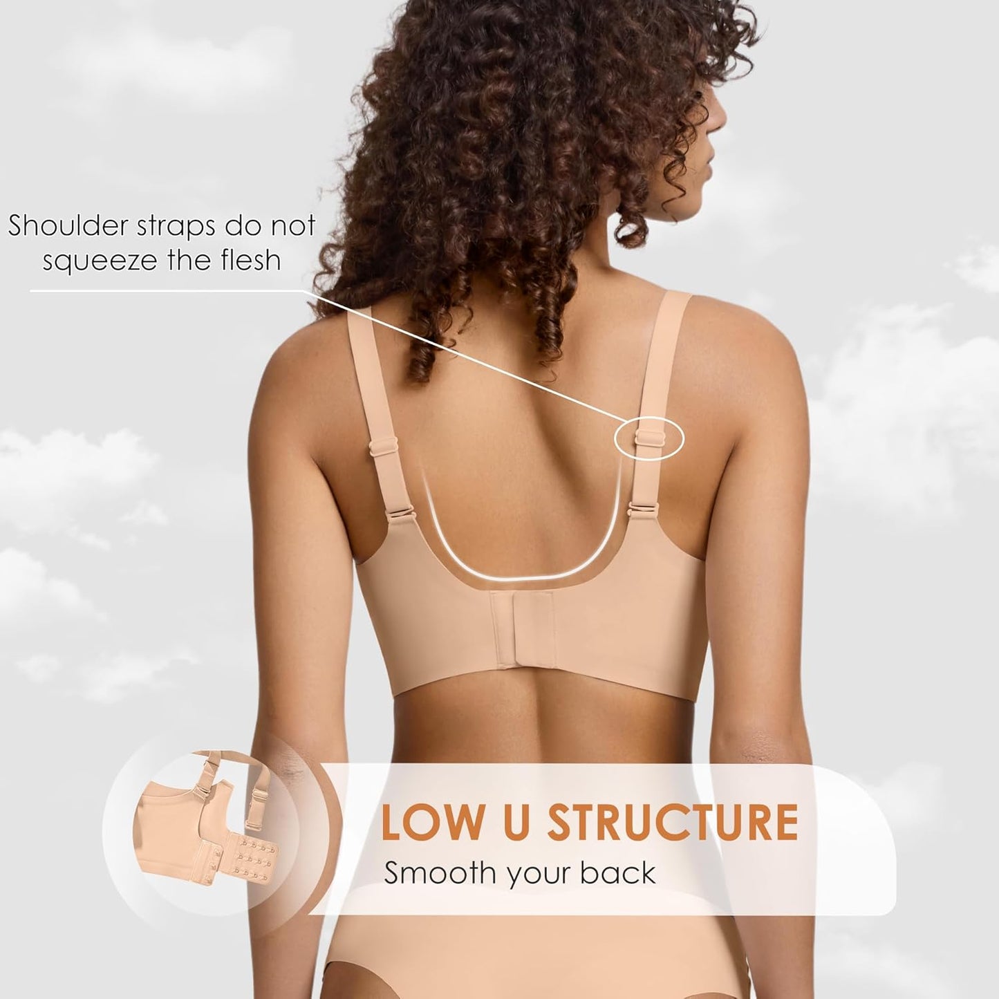 Wireless Seamless Jelly Bra for Women with Support - No Underwire Full Coverage Push Up Bras for Women