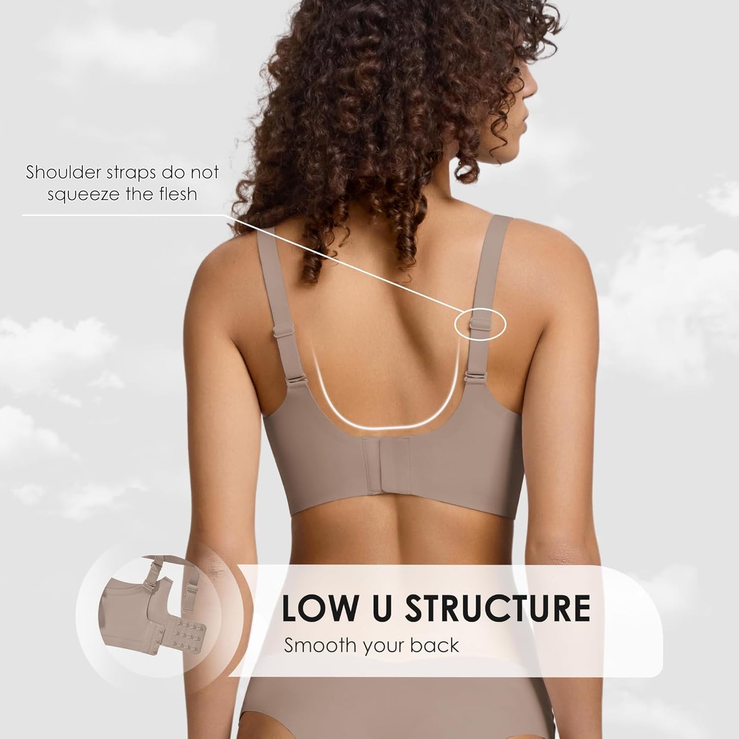 Wireless Seamless Jelly Bra for Women with Support - No Underwire Full Coverage Push Up Bras for Women