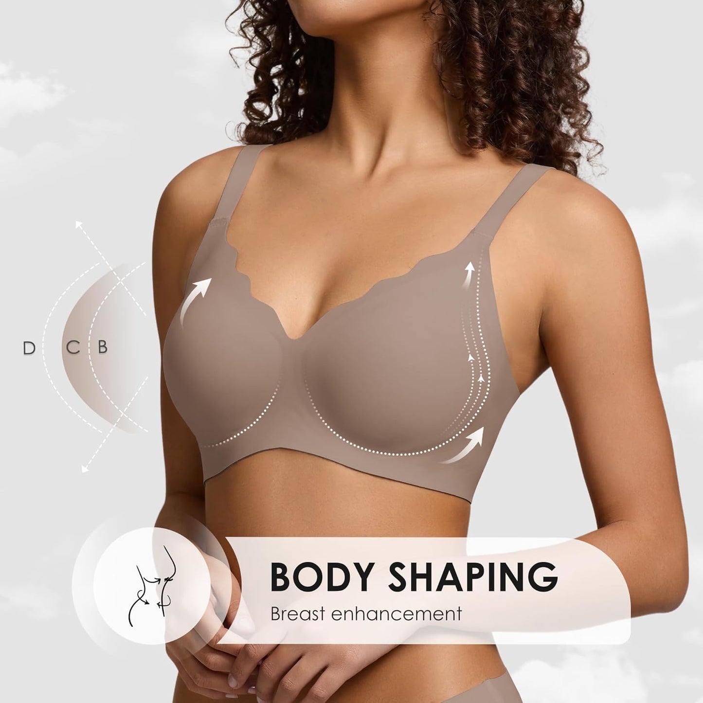 Wireless Seamless Jelly Bra for Women with Support - No Underwire Full Coverage Push Up Bras for Women