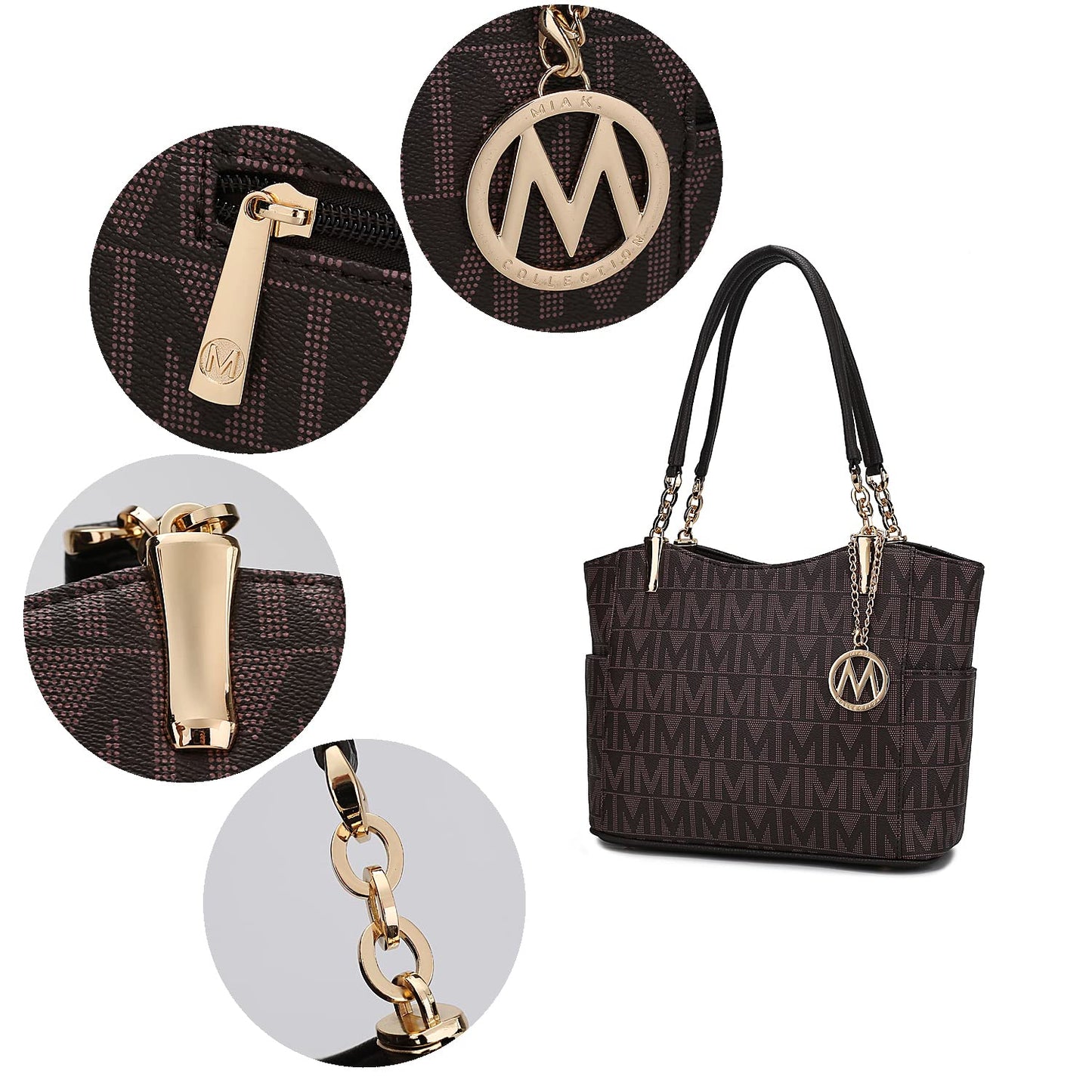 MKF Collection Signature Tote Bag for Women, Shoulder bag Vegan Leather Top-Handle Handbag Purse