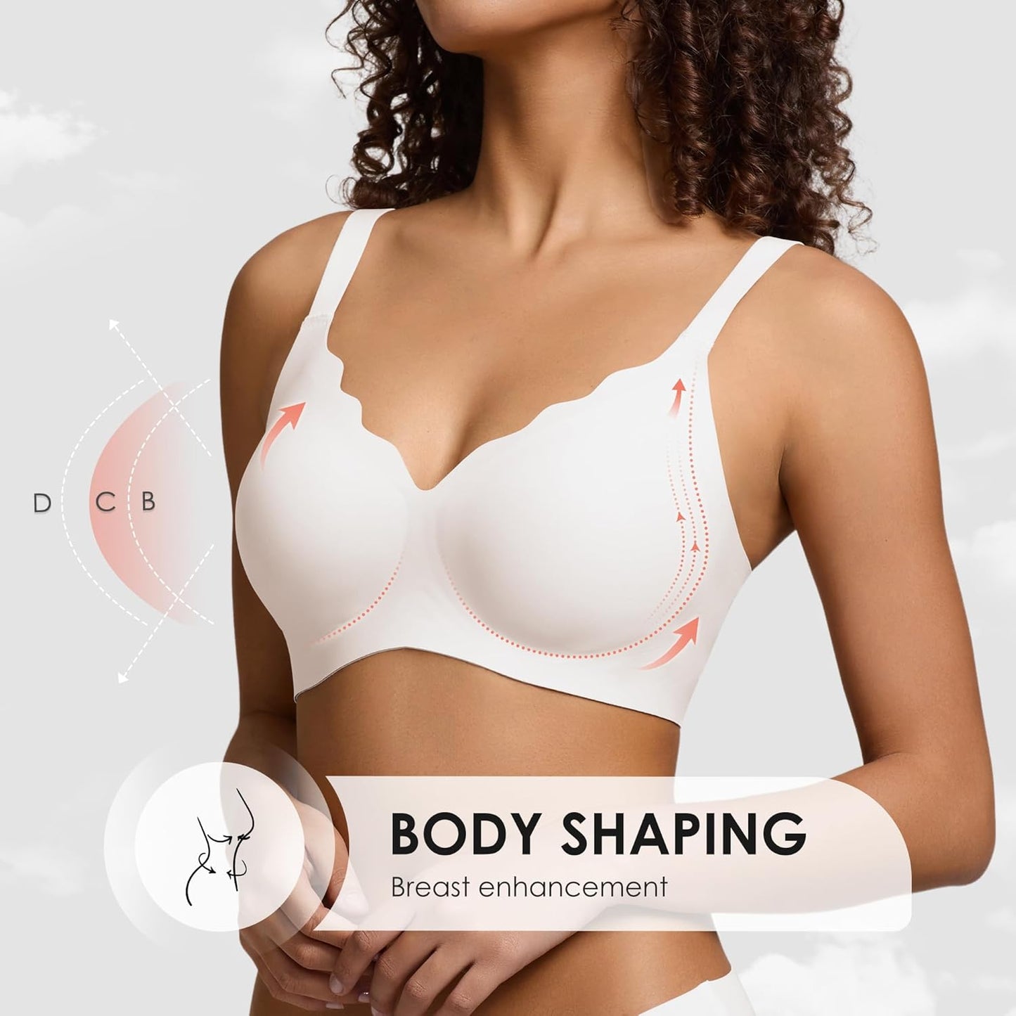 Wireless Seamless Jelly Bra for Women with Support - No Underwire Full Coverage Push Up Bras for Women