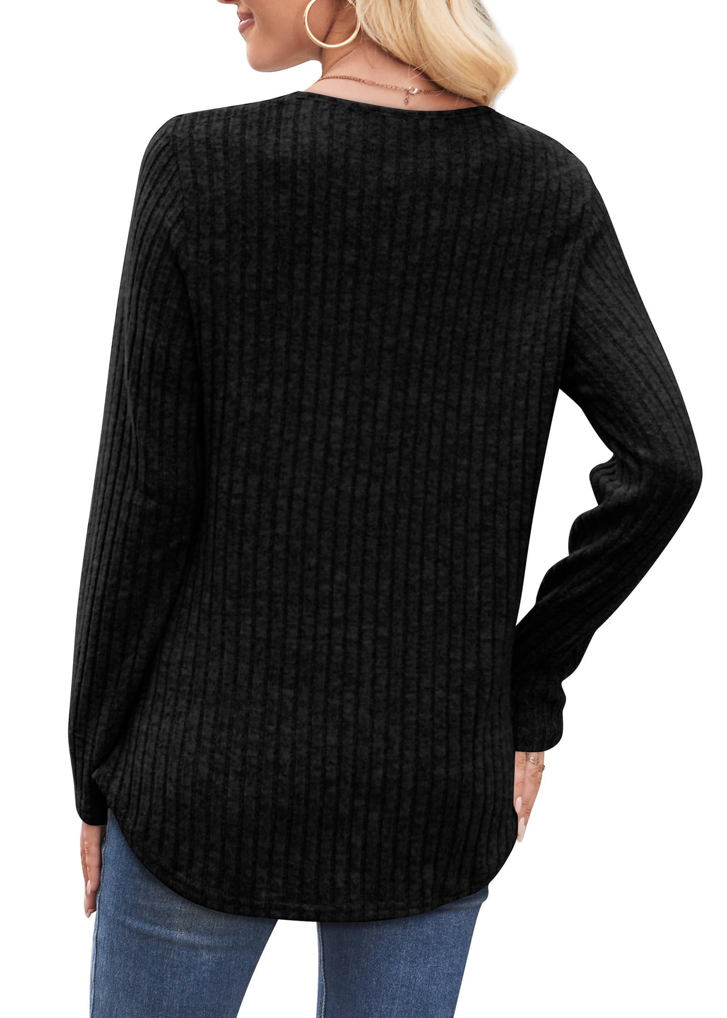 WIHOLL Sweaters for Women 2025 Long Sleeve Tops Fall Clothes Fashion Clothing V Neck Button Down Winter Thermal Shirts