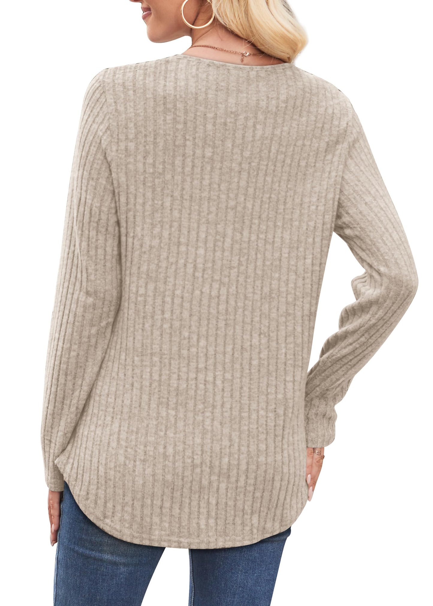 WIHOLL Sweaters for Women 2025 Long Sleeve Tops Fall Clothes Fashion Clothing V Neck Button Down Winter Thermal Shirts