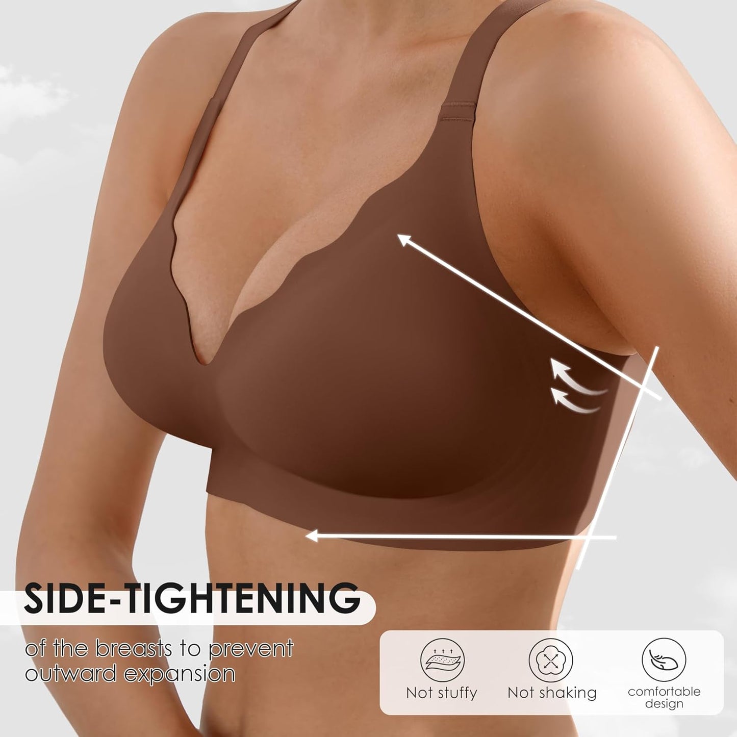 Wireless Seamless Jelly Bra for Women with Support - No Underwire Full Coverage Push Up Bras for Women