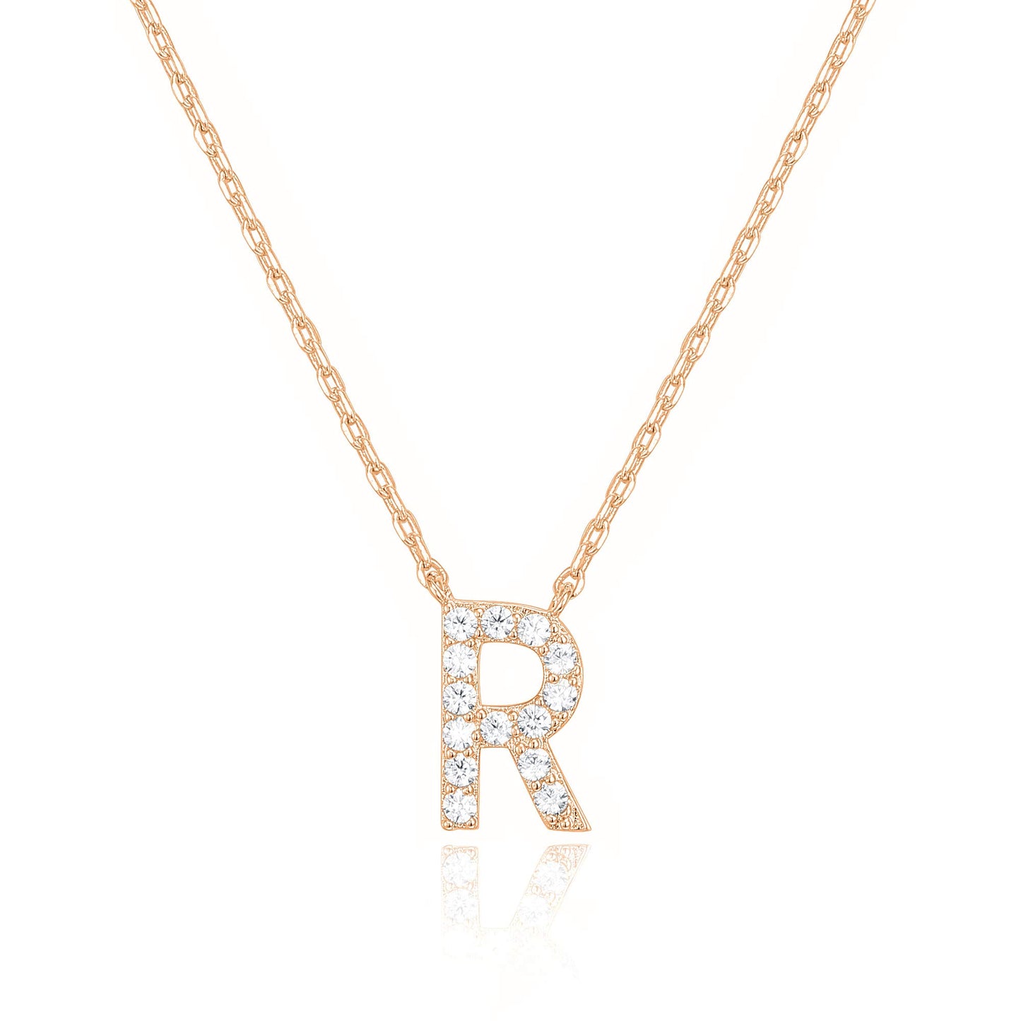 PAVOI 14K White Gold Plated Cubic Zirconia Initial Necklace | Letter Dainty Necklaces for Women