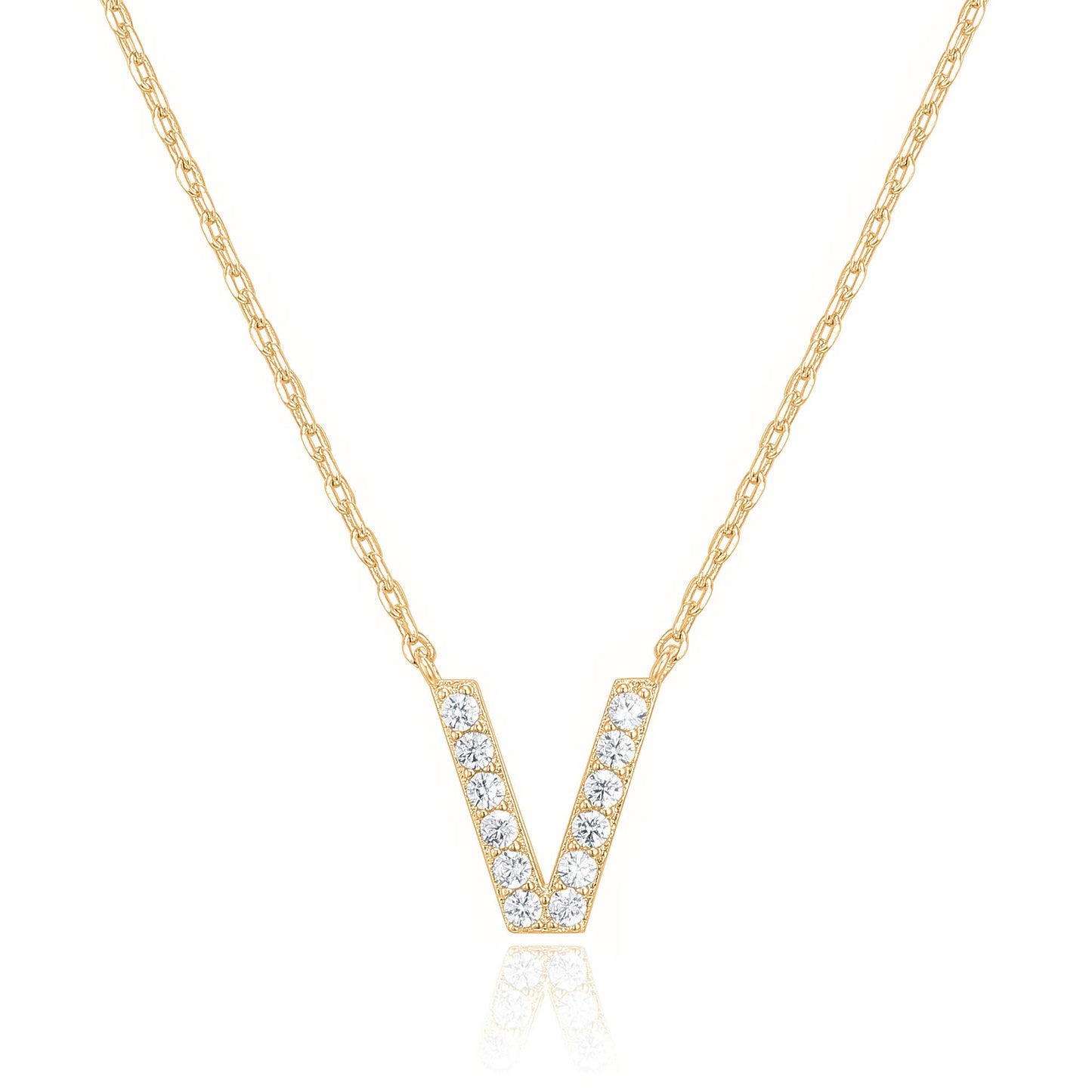 PAVOI 14K White Gold Plated Cubic Zirconia Initial Necklace | Letter Dainty Necklaces for Women
