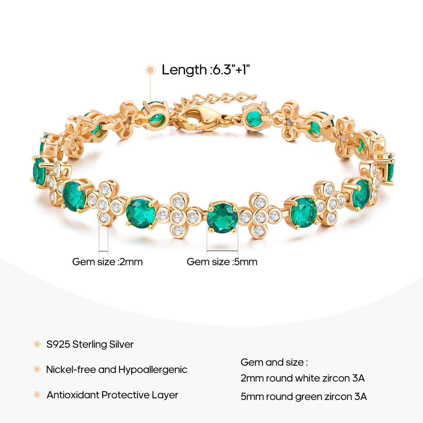 Pure Silver Women's Tennis Bracelets, Sterling Silver Birthstone Link Bracelets for Women, Perfect Gifts for Mom Girlfriend Wife Daughter